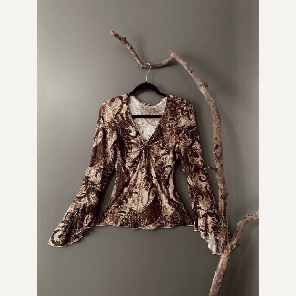 Vintage 90s Paisley Bell Sleeve Top